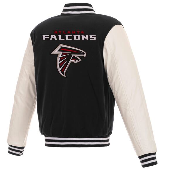 Atlanta Falcons Reversible Fleece Jacket with Faux Leather Sleeve - Picture 1 of 6